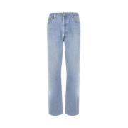 Re/Done Högmidjade Cropped Jeans i Blå Denim Blue, Dam