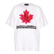 Dsquared2 Ikonisk Logo Print Crewneck T-Shirt White, Herr