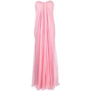 Alexander McQueen Rosa silkesklänning med draperat design Pink, Dam