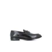 Henderson Klassiska svarta lädermokasin sandaler Black, Herr
