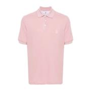 Brunello Cucinelli Italiensk Bomull Piquet Polo Shirt Pink, Herr