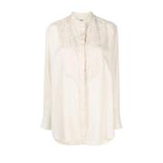 Isabel Marant Britten Broderad Skjorta Beige, Dam