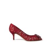 Dolce & Gabbana Kristallprydda Spetsklackar Red, Dam