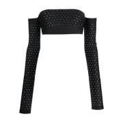 Andamane Svart studded off-shoulder topp Black, Dam