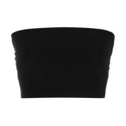 Norma Kamali Svart Rynkad Bandeau Top Black, Dam