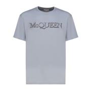 Alexander McQueen Grå Bomull T-Shirt för Män Gray, Herr