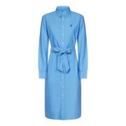 Ralph Lauren Ljusblå Skjortklänning med Bälte Blue, Dam