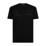 Dsquared2 Logo-smyckad svart T-shirt Black, Herr