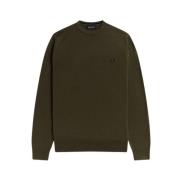 Fred Perry Klassisk Crew Neck Jumper i Army Green Green, Herr