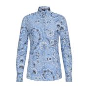Etro Slim Paisley Print Skjorta Blue, Dam
