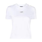 Jacquemus Vita T-shirts och Polos med Logo Patch White, Dam