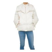 Nenette Kort Vit Satin Pufferjacka White, Dam