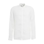 Transit Italiensk Linneskjorta med Mandarin Krage White, Herr