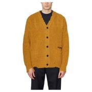 Marni Förstörd Logo Cardigan Brown, Herr