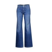 Cambio Stiliga Wide Leg Blå Jeans för Kvinnor Blue, Dam