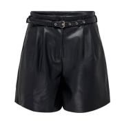 Only Faux Leather Bermuda Shorts Black, Dam