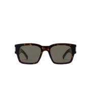 Saint Laurent Unisex Fyrkantiga Acetat Solglasögon i Mörkbrun Tortoise...