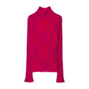 Burberry Fuchsia Check Print Sweater Red, Dam
