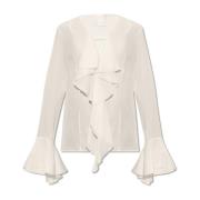 Givenchy Blus i 4G-siden med volanger White, Dam