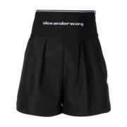 Alexander Wang Svarta Logo Waistband Safari Shorts Black, Dam
