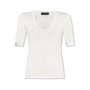 Fabiana Filippi Räfflad bomullst-shirt med blanka detaljer White, Dam