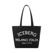 Iceberg Logo Shopper Väska Black, Herr