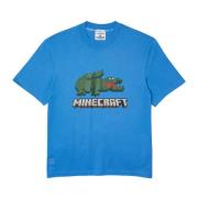 Lacoste Ekologisk Bomull Minecraft Logotyp T-Shirt Blue, Herr