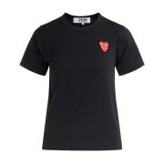Comme des Garçons Play Svart T-shirt med överlappande hjärtan för kvin...