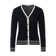 Max Mara Semele Ull Cardigan i Svart och Elfenben Black, Dam