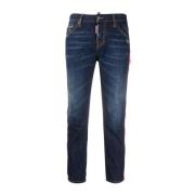 Dsquared2 Logo Tape Cropped Jeans Blue, Dam