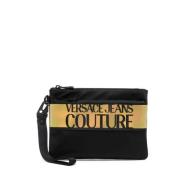 Versace Jeans Couture Svart väska med logotryck och dragkedja Black, H...