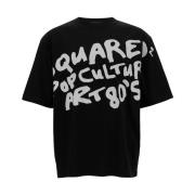 Dsquared2 Svart 80s Logo Print T-shirt Black, Herr