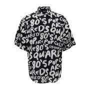 Dsquared2 Svart Skjorta med Graffiti Logo Print Black, Herr