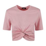 Versace Jerseytyg T-shirts och Polos med Milano Logo Broderi Pink, Dam