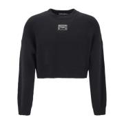 Dolce & Gabbana Cropped Pullover med Ribbade Kanter Black, Dam