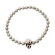 Alexander McQueen Silverarmband med Skull Detalj Gray, Herr