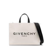 Givenchy Logo Print Canvas Toteväska Beige, Dam