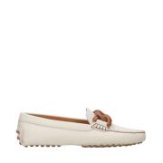 Tod's Läder Moccasin med Grommets White, Dam