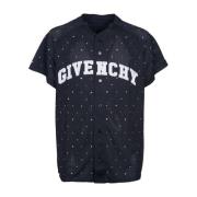 Givenchy Svart Polyester T-Shirt med Perforerad Detalj Black, Herr