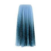 Ermanno Scervino Plisserad kjol med pythontryck Blue, Dam