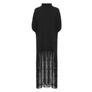 Khaite Svart ärmelös klänning med fransar Black, Dam