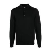 Hugo Boss Slim Wool Polo Tröja Black, Herr