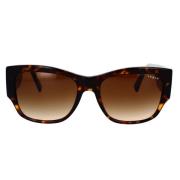 Vogue Fyrkantiga solglasögon i mörk Havana med bruna gradientglas Brow...
