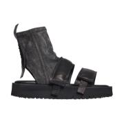 Puro Läder- och denim sandal Black, Dam