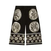 Dolce & Gabbana Silk Bermuda Shorts med Mynttryck Black, Herr