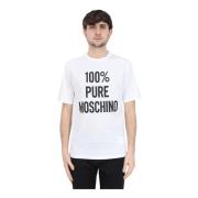 Moschino Ekologisk bomull T-shirt med kontrasttryck White, Herr