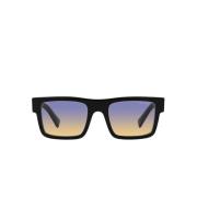 Prada Tidlösa fyrkantiga solglasögon med blå/gul degrade-linser Black,...