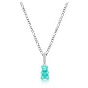 Nialaya Men's Silver Necklace with Turquoise Gummy Bear Gray, Herr