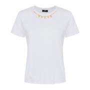 Elisabetta Franchi Guldig Charm Bomull T-shirt White, Dam