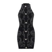 Balmain Paisley stickad ärmlös klänning Black, Dam